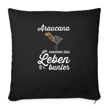 Araucana Hühner I Hühnerrasse Huhn Motiv für - Sofakissenbezug 45 x 45 cm - Schwarz - Vorne