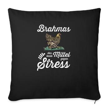Brahma Hühner I Chicken Geflügel Motiv für - Sofakissenbezug 45 x 45 cm - Schwarz - Vorne
