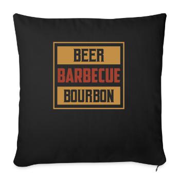 Bière Barbecue Bourbon Griller Whisky Fumeur - Housse de coussin décorative 45 x 45 cm - noir - Devant