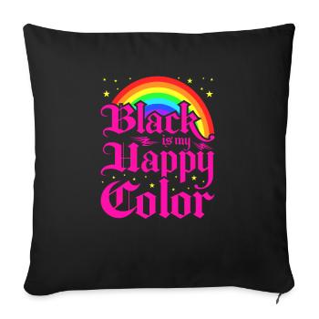 Black Is My Happy Color, Gothic Pink Emo Goth - Sofakissenbezug 45 x 45 cm - Schwarz - Vorne