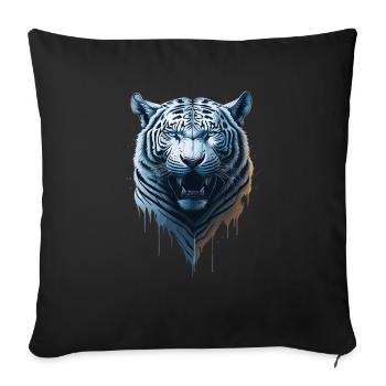 WILDES WHITE TIGER DESIGN - Sofakissenbezug 45 x 45 cm - Schwarz - Vorne