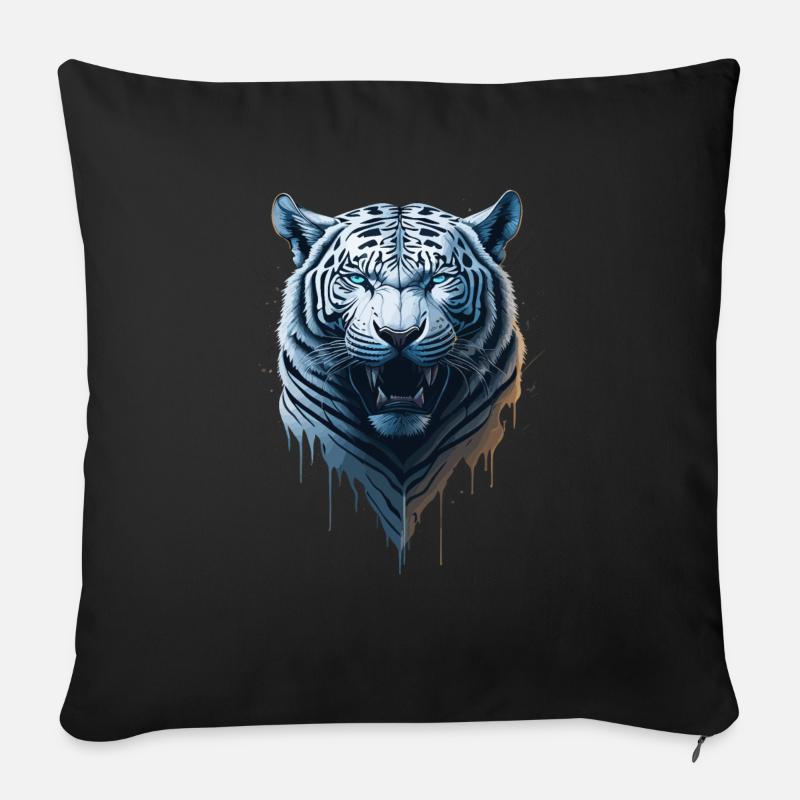 WILDES WHITE TIGER DESIGN - Sofakissenbezug 45 x 45 cm - Schwarz