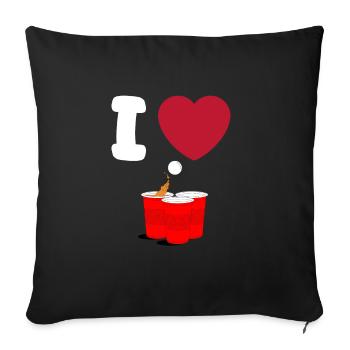 Ich Liebe Beerpong - Sofakissenbezug 45 x 45 cm - Schwarz - Vorne