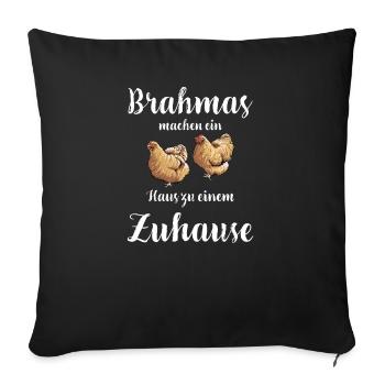 Brahma Hühner I Chicken Geflügel Motiv für - Sofakissenbezug 45 x 45 cm - Schwarz - Vorne