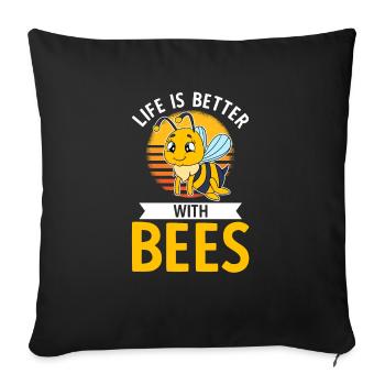Life Is Better With Bees - Sofakissenbezug 45 x 45 cm - Schwarz - Vorne