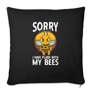 Sorry I Have Plans With My Bees - Sofa pillowcase 17,3'' x 17,3'' (45 x 45 cm) - black - Front