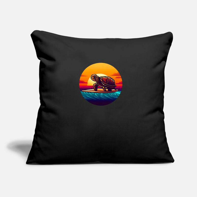 Turtle on surfboard Sunset Sofa pillowcase 17,3'' x 17,3'' (45 x 45 cm)