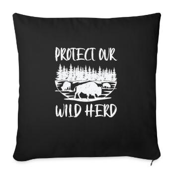 Weltnaturschutztag Retro-Bison Wildlife Tierschutz - Sofakissenbezug 45 x 45 cm - Schwarz - Vorne