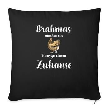 Brahma Hühner I Chicken Geflügel Motiv für - Sofakissenbezug 45 x 45 cm - Schwarz - Vorne