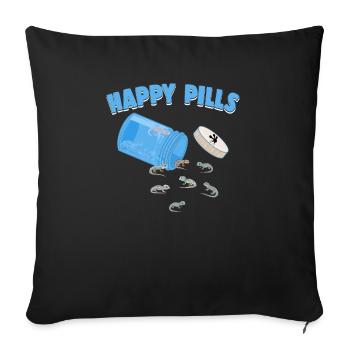 Happy Pills Lizards Funny Tokay Gecko Lovers Humor - Sofa pillowcase 17,3'' x 17,3'' (45 x 45 cm) - black - Front