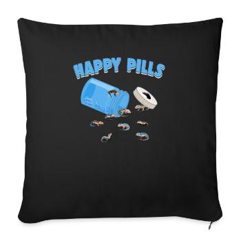 Happy Pills Lizards Drôle d’Amant Scinque à langue bleue - Housse de coussin décorative 45 x 45 cm - noir - Devant