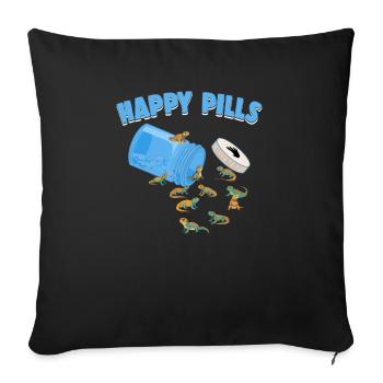 Happy Pills Lizards Funny Uromastyx Lovers Humor - Sofa pillowcase 17,3'' x 17,3'' (45 x 45 cm) - black - Front