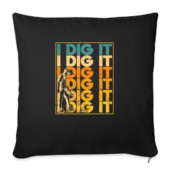 I Dig It Metal Detection Hunter Dectorist Geocache - Housse de coussin décorative 45 x 45 cm - noir - Devant