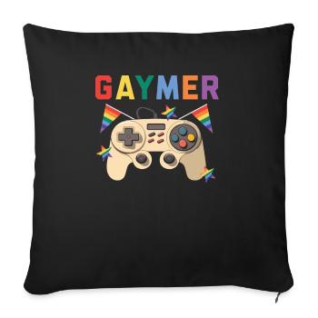 Droits des homosexuels Mois de la fierté arc-en-ciel LGBTQ Gamer - Housse de coussin décorative 45 x 45 cm - noir - Devant