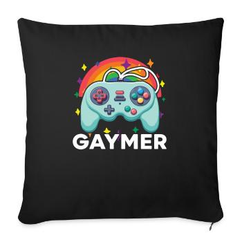 Droits des homosexuels Mois de la fierté arc-en-ciel LGBTQ Gamer - Housse de coussin décorative 45 x 45 cm - noir - Devant
