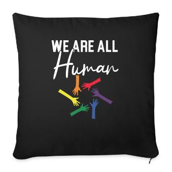 Nous sommes tous humains Rainbow Pride Mois LGBTQ Gay - Housse de coussin décorative 45 x 45 cm - noir - Devant