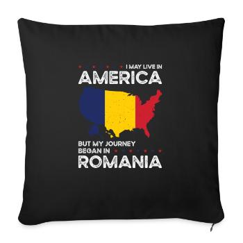 Born Romanian Romania American USA Citizenship - Sofa pillowcase 17,3'' x 17,3'' (45 x 45 cm) - black - Front