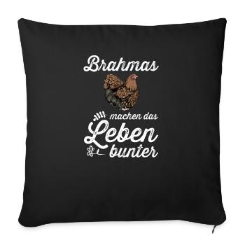 Brahma Hühner I Chicken Geflügel Motiv für - Sofakissenbezug 45 x 45 cm - Schwarz - Vorne