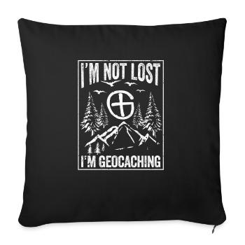 Je ne suis pas perdu, je géocache - Housse de coussin décorative 45 x 45 cm - noir - Devant