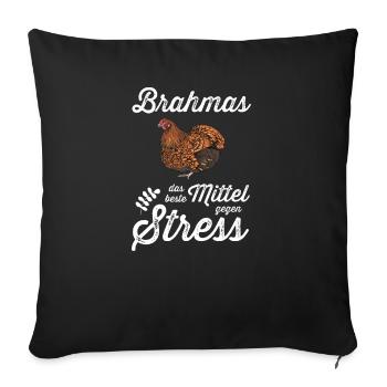 Brahma Hühner I Chicken Geflügel Motiv für - Sofakissenbezug 45 x 45 cm - Schwarz - Vorne