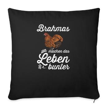 Brahma Hühner I Chicken Geflügel Motiv für - Sofakissenbezug 45 x 45 cm - Schwarz - Vorne