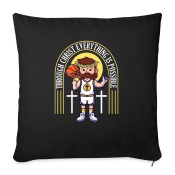 Christian basketball shirt jesus christ basketball - Sofa pillowcase 17,3'' x 17,3'' (45 x 45 cm) - black - Front