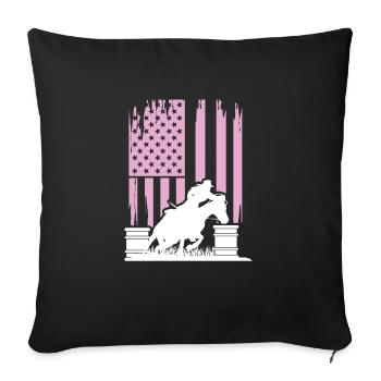 Western Barrel American Flag Rodeo Barrel Racing - Sofakissenbezug 45 x 45 cm - Schwarz - Vorne