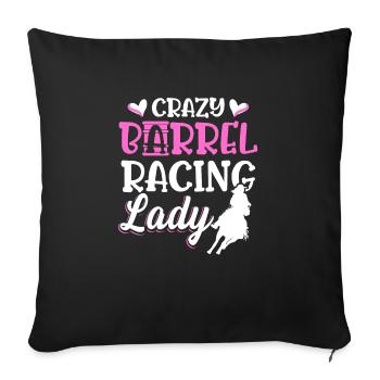 Crazy Barrel Racing Lady Horse Rodeo Western Barre - Sofa pillowcase 17,3'' x 17,3'' (45 x 45 cm) - black - Front