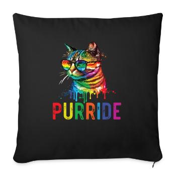 Purride Mois de la fierté des droits des homosexuels LGBTQ Cat Whisperer - Housse de coussin décorative 45 x 45 cm - noir - Devant