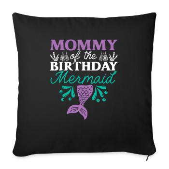 Maman De L’Anniversaire Mermaid Anniversaire Sous l’eau - Housse de coussin décorative 45 x 45 cm - noir - Devant