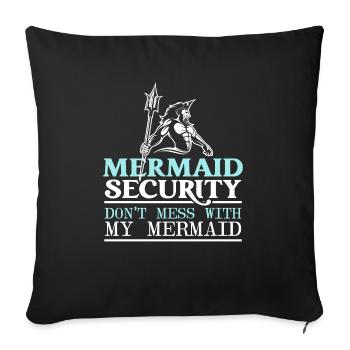 Mermaid Security Meilleur papa de tous les temps Fête des pères Sirène - Housse de coussin décorative 45 x 45 cm - noir - Devant