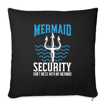 Mermaid Security Meilleur papa de tous les temps Fête des pères Sirène - Housse de coussin décorative 45 x 45 cm - noir - Devant