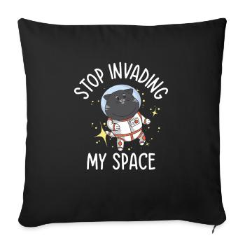 Space Purring Cat Astronaut Cat Lover Spaceship - Sofa pillowcase 17,3'' x 17,3'' (45 x 45 cm) - black - Front