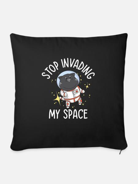 Weltraum Schnurrende Katze Astronaut - Sofakissenbezug 45 x 45 cm - Schwarz