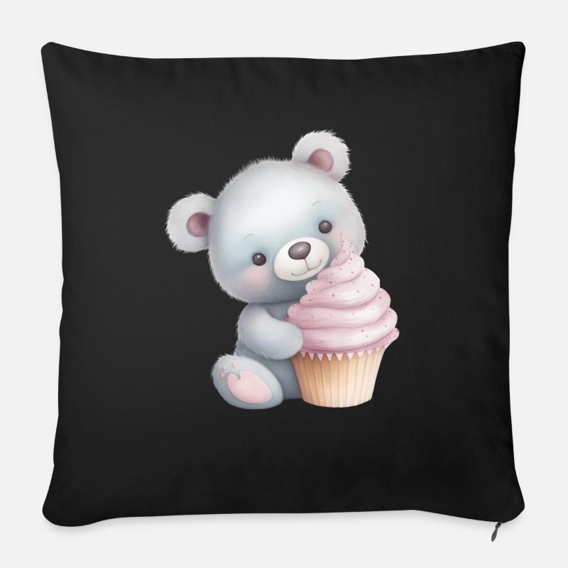 Teddy Bär Cupcake - Sofakissenbezug 45 x 45 cm - Schwarz