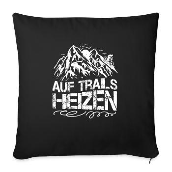 Mountainbike Downhill Auf Trails heizen - Sofakissenbezug 45 x 45 cm - Schwarz - Vorne