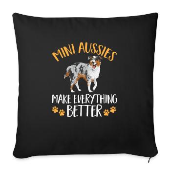 Miniature Australian Shepherd - Sofa pillowcase 17,3'' x 17,3'' (45 x 45 cm) - black - Front