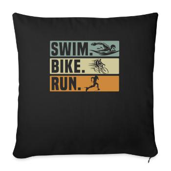 Triathlon Athlète Triathlète Natation Vélo Course - Housse de coussin décorative 45 x 45 cm - noir - Devant