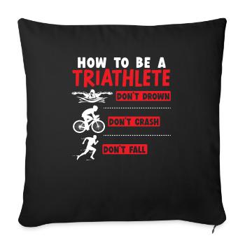 Triathlon Athlète Triathlète Natation Vélo Course - Housse de coussin décorative 45 x 45 cm - noir - Devant