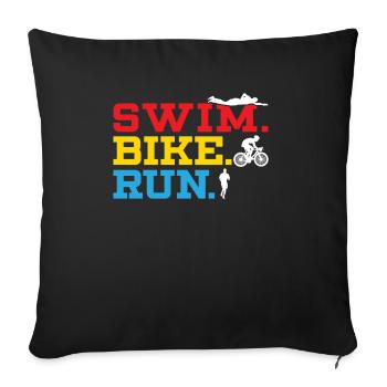 Triathlon Athlète Triathlète Natation Vélo Course - Housse de coussin décorative 45 x 45 cm - noir - Devant