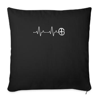 Geocaching Heartbeat ECG Pulse Geocacher Outdoor - Sofa pillowcase 17,3'' x 17,3'' (45 x 45 cm) - black - Front