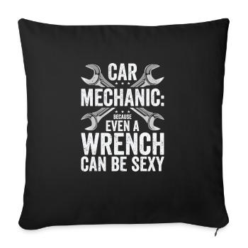 Mécanicien automobile Réparation de moteur de voiture - Housse de coussin décorative 45 x 45 cm - noir - Devant