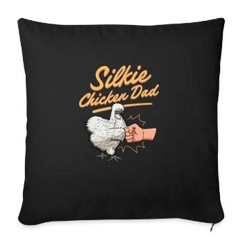 Silkie Chicken Dad Poulet chinois en soie - Housse de coussin décorative 45 x 45 cm - noir - Devant