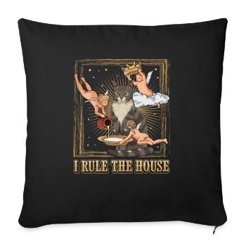 Cats I rule the house Cat lovers - Sofa pillowcase 17,3'' x 17,3'' (45 x 45 cm) - black - Front