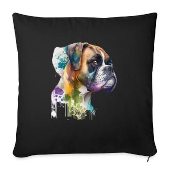 German Boxer Dog Watercolor Design - Sofa pillowcase 17,3'' x 17,3'' (45 x 45 cm) - black - Front