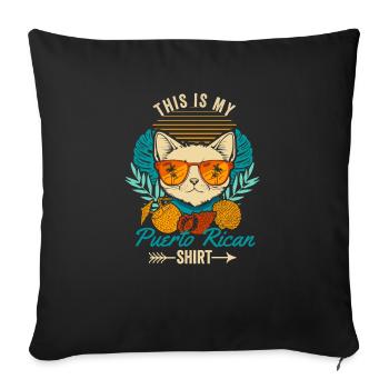 Ceci est ma chemise portoricaine Retro Cat Puerto - Housse de coussin décorative 45 x 45 cm - noir - Devant