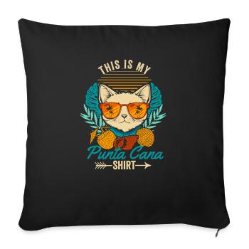 Ceci est ma Punta Cana Shirt Retro Cat Dominican - Housse de coussin décorative 45 x 45 cm - noir - Devant