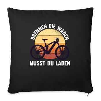 Mountainbike Radfahrer E-Bike Fahrrad - Sofakissenbezug 45 x 45 cm - Schwarz - Vorne