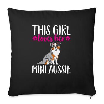 Miniature Australian Shepherd - Sofa pillowcase 17,3'' x 17,3'' (45 x 45 cm) - black - Front