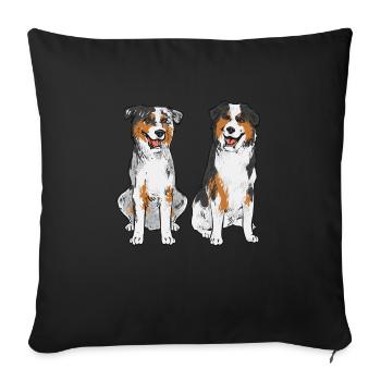 Miniature Australian Shepherd - Sofa pillowcase 17,3'' x 17,3'' (45 x 45 cm) - black - Front
